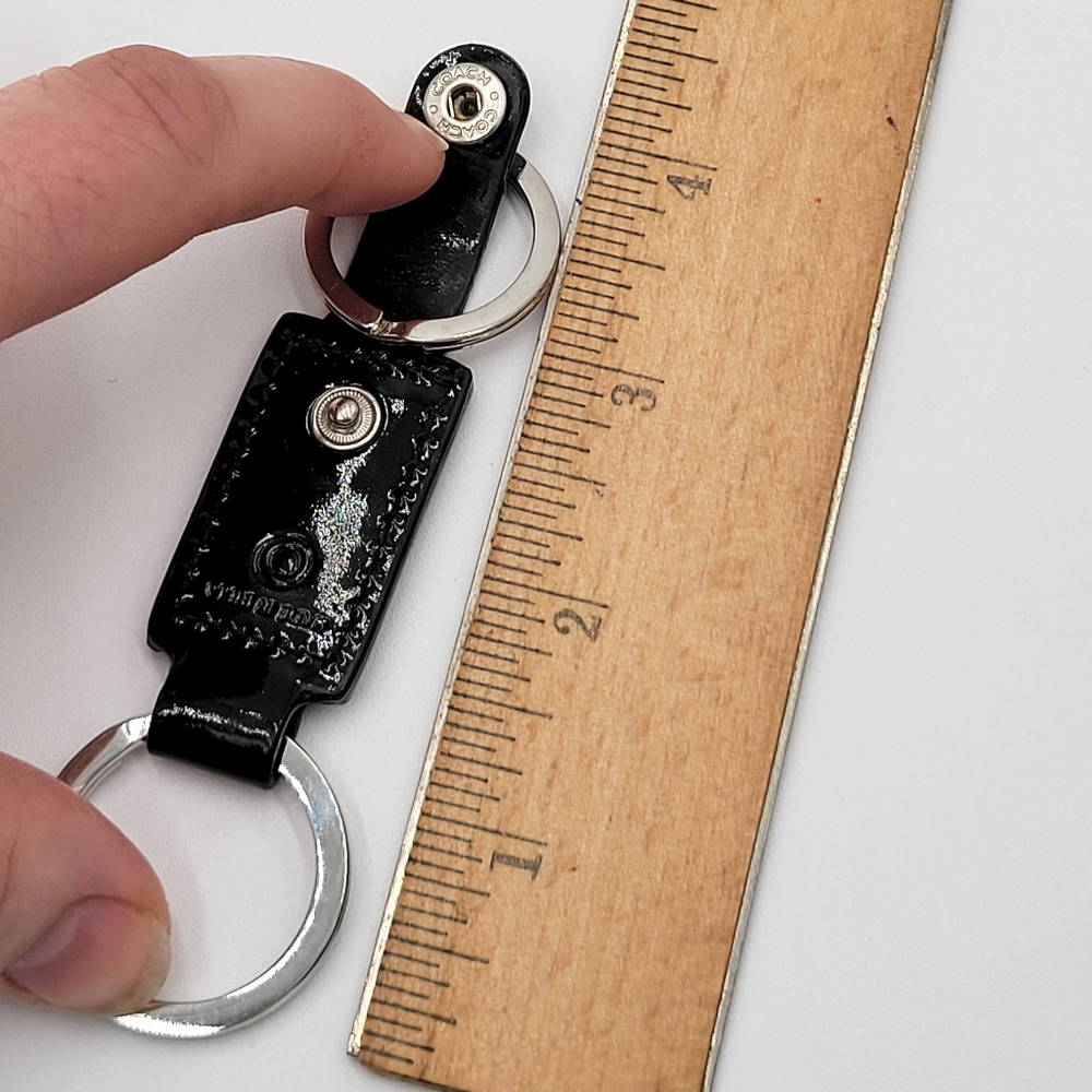 Coach Trigger Snap Key Ring In Black Patent Leather Gem